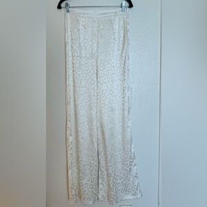 Nasty Gal, S, white /silver leopard print wide leg pant